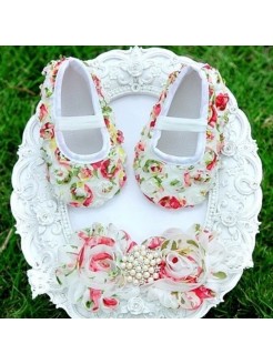 Baby Girl Christening Shoes Set Flowers