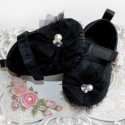Baby girl shoes black tulle flower