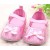 Baby girls pink satin with bow shoes