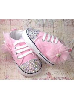 Baby girl shoes light pink with crystals