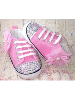 Baby girl personalized shoes pink with crystals