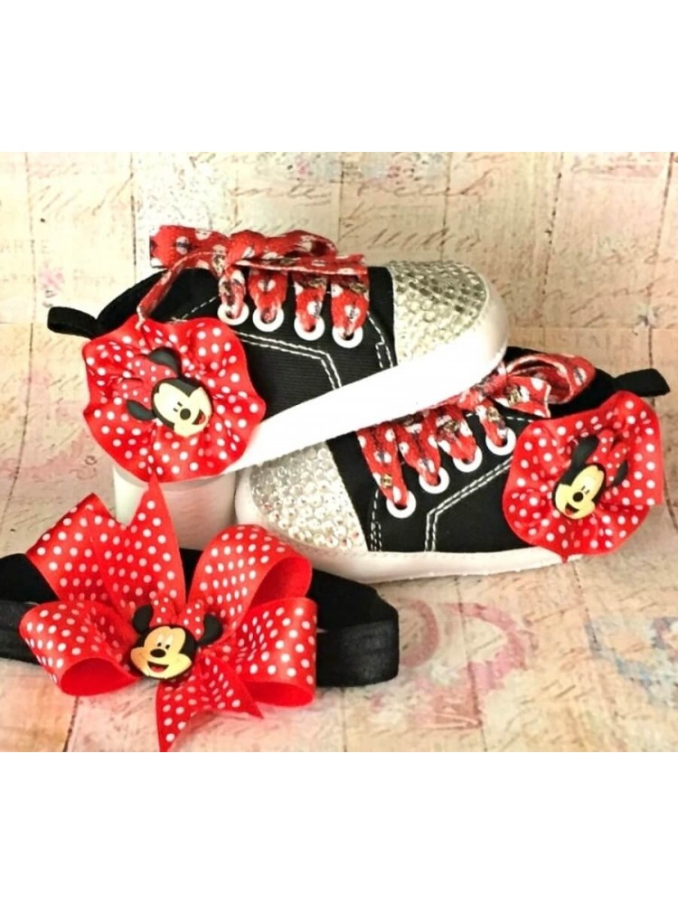 Baby girls unique personalized fashion shoes Minnie with swarovski crystals Baby girls unique personalized fashion shoes Minnie with swarovski crystals