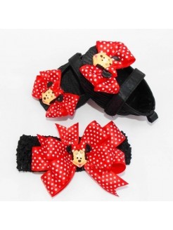 Newborn Baby Girl Shoes and Headband with Minnie