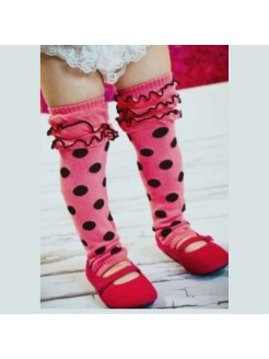 Baby girl leg warmers watermelon and black dots