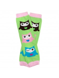 Baby girl leg warmers green Owl