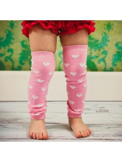 Baby girl leg warmers Pink with hearts