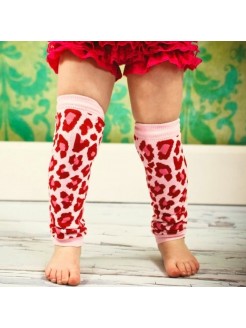 Baby Girls Leg Warmers Pink Leopard
