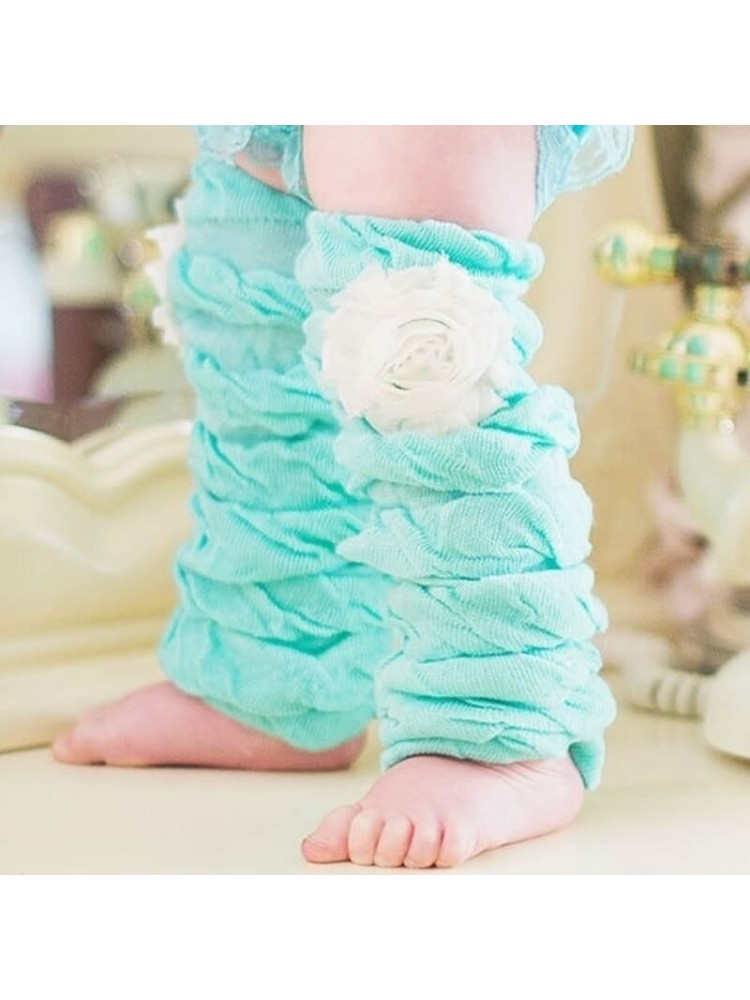 Baby girl leg warmers Aquamint