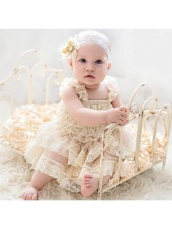 Baby Girl Dress Champagne Chiffon With Lace