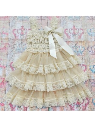 Baby Girl Dress Champagne Chiffon With Lace