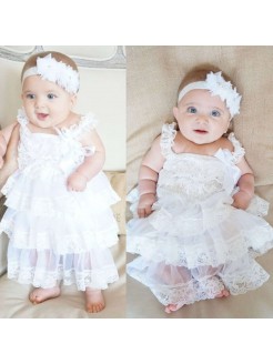 Baby dress Ivory White Chiffon with Lace