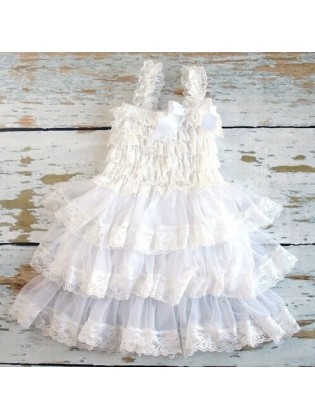 Baby Girl Christening Dress White Chiffon And Lace