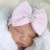 Newborn Girl Hat White with Pink bow and Rhinestone