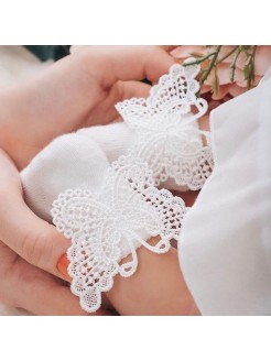 Baby Girl Christening Socks With Lace Butterfly