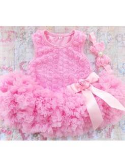 Baby Girl Pink Tutu Onesie Dress With Headband