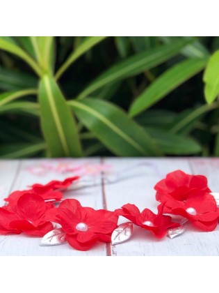 Girl Flower Crown Headband Red with silver