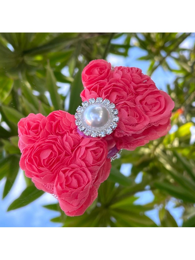 Girl Hair Clip Coral Rosette Bow