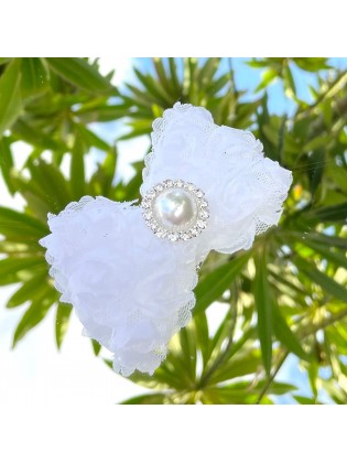 Girl Hair Clip White Rosette Bow