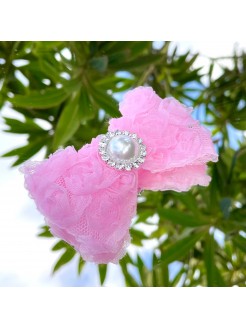 Girl Hair Clip Pink Rosette Bow