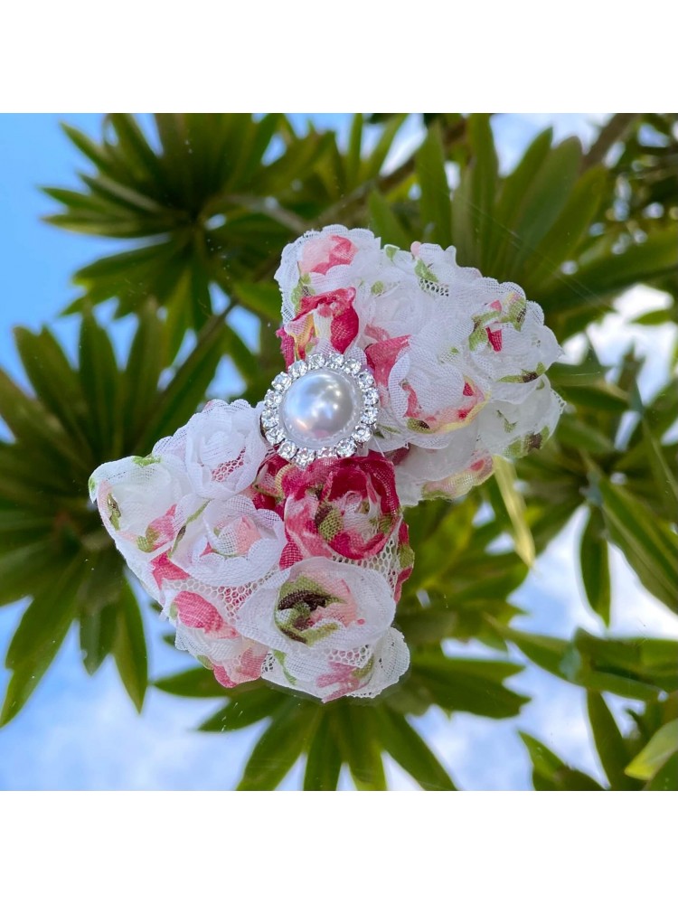 Girl hair clip floral rosette bow