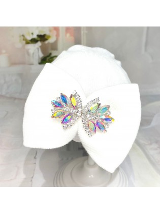 Newborn Girl Hospital Hat Crystal Bow