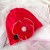 Baby girl cotton beanie hat with red pearl flower