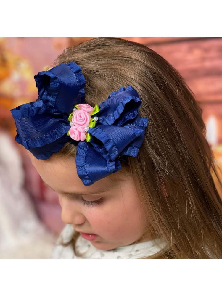 Ruffle Navy Blue Girl Headband
