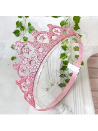 Pink glitter tiara headband