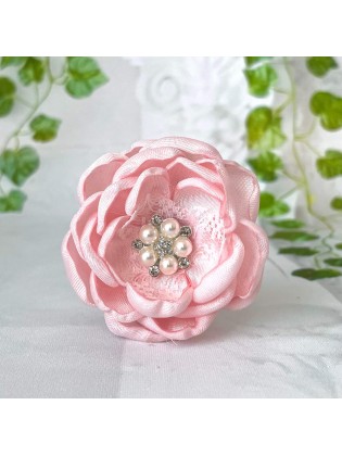 Handmade Pale Pink Fabric Flower Hair Clip