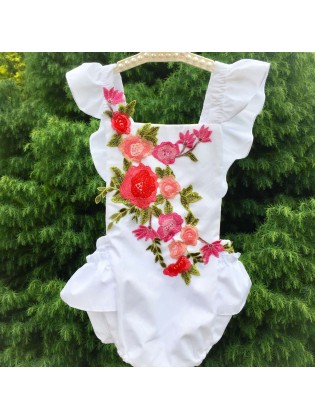 Baby girl romper Flowers aplique