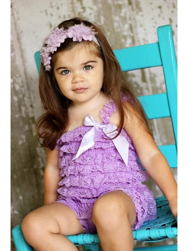 Baby girl lavender lace romper