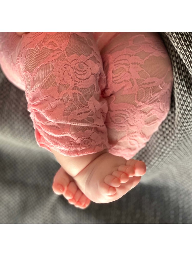Baby Girl Coral Pink Lace Leggings