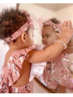 Dusty pink floral baby romper