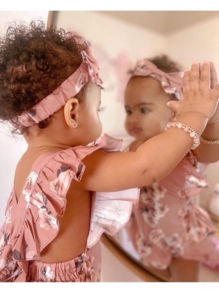 Dusty pink floral baby romper