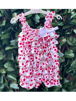 Girl Satin Cherry Romper Suit