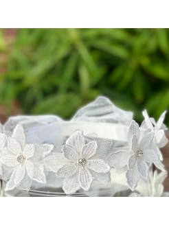 White lace flower crown headband