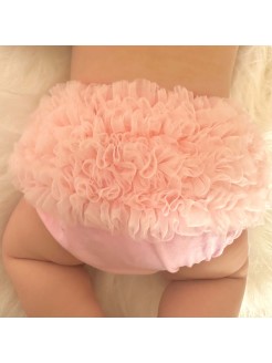 Baby Girl Ruffle Diaper Cover Pants Pale Pink