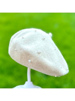 Baby Beret Hat with Pearls