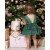 Baby girl green Christmas dress with lace and feathers