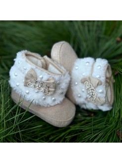 Newborn Baby Girl Winter Boots Beige