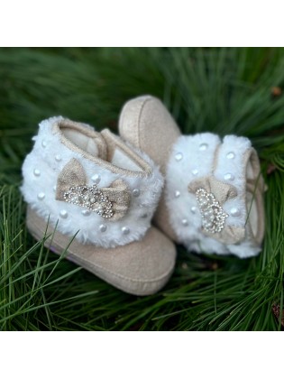 Newborn Baby Girl Winter Boots Beige