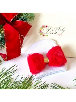 Big Red Fluffy Bow Hat for Newborn