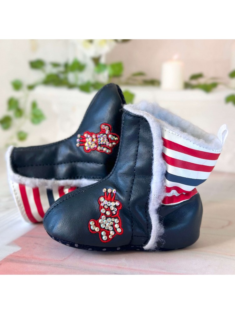 Teddy Bear Diamante Baby Girl Boots