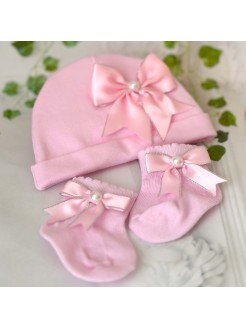 Pink Cotton Beanie Hat For Newborn Girl