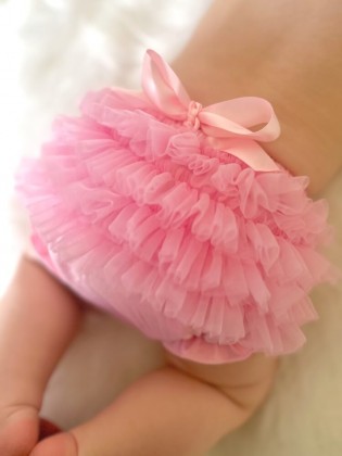 Newborn Baby Girl Bloomer Ruffle Nappy Cover Pink