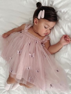 Baby Butterfly Tulle Dress Dusty Pink