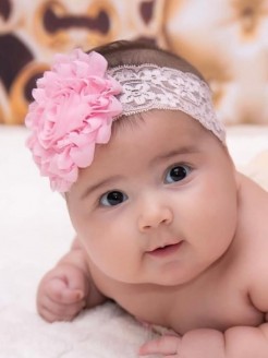Baby Girl Pink Wide Lace Headband
