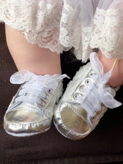Baby Girl Christening Baptism Shoes White Rosette