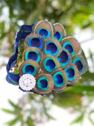 Handmade Baby Girl Headband With Peacock Feathers