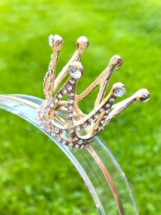Gold Princess Crown Alice Band with Crystals